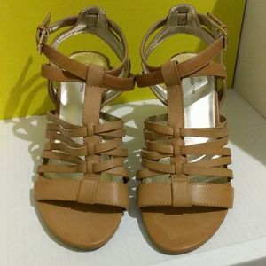 Liz Claiborne Heeled Strappy Sandals Tan 5M